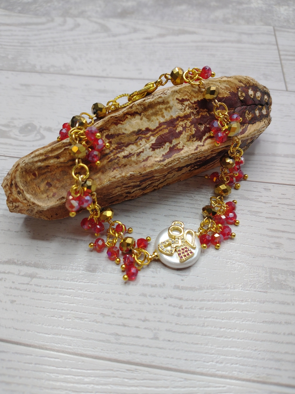 New Hand Crafted Angel Beaded Bracelet with Dangles